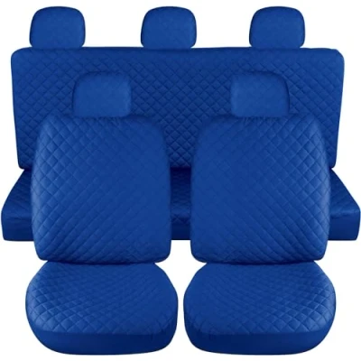 Image de Susy Shop Housses de siège voiture universelles, avant et arrière, compatibilité universelle montage simple (ensemble complet, bleu royal)