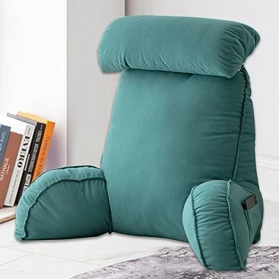 Image de Coussin de Lecture,Grand Lit Dossier Coussin,Ergonomie Cale Dos Canapé,Back Cushion en Mousse À Mémoire Forme,pour &amp; Fauteuil Canape (avec Appui tête)