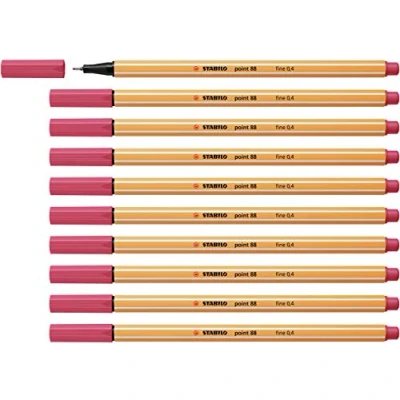 Image de Stylo feutre pointe fine STABILO point 88 Lot x 10 stylos feutres rouge grenadine