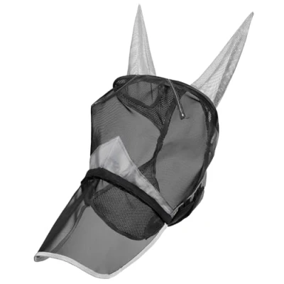 Image de Navaris Filet Anti Mouche Cheval Masques Mouches d&#039;équitation Taille M avec épais et Respirant Protection optimale pour Poney Contre Les Insectes