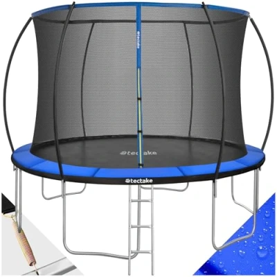 Image de tectake® Trampoline Rond Ø366cm avec Échelle Filet de Protection &amp; Tour rembourré, Exterieur Enfant Adultes Certifié Intertek Sécurité Maximale Jardin Cadeau