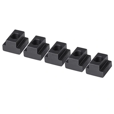 Image de Lot de 5 écrous à Fente en T avec filetage M12 Noir Finition oxyde pour machines outils, tables outils et travail du bois