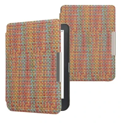 Image de kwmobile Étui liseuse Compatible avec Kobo Clara BW/Colour à Rabat magnétique Protection en PVC Jaune Rouge Vert
