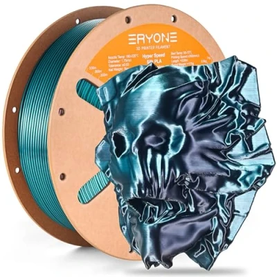 Image de ERYONE High Speed Filament Silk Dual Color 1.75mm +/ 0.03mm, 3D Printing PLA Pro Fit Most FDM Printer, 1kg / Spool, Emerald Green &amp; Black