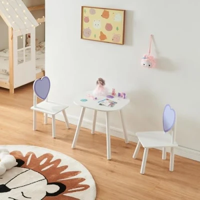 Image de Ensemble de table et 2 chaises pour enfants Siljan blanc violet [en.casa]