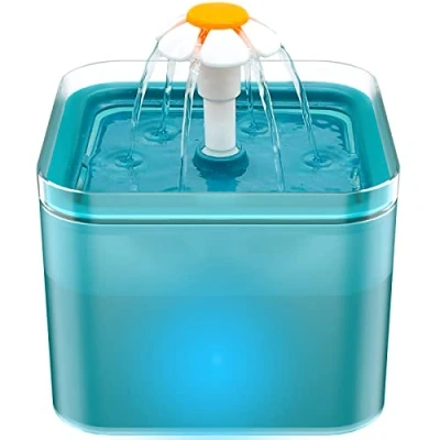 Image de AONBOY Fontaine à Eau pour Chat Ultra Silencieux, avec Lumière LED, 2 litres, Filtration Multiple, Fournir de l&#039;eau Courante, Trois Modes D&#039;écoulement