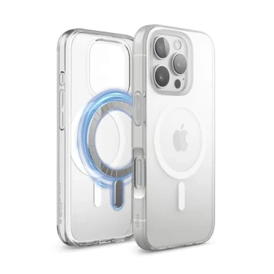 Image de elago Coque Transparente Hybride Magnétique Compatible avec iPhone 16 Pro Étui 6,3&quot; MagSafe, Technologie PC + TPU, Pare Chocs Antichoc, Protection de Caméra Élevée (Clair)
