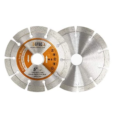 Image de BGTEC Lames diamantées segmentées pour scie électrique, 2 pièces 125mm Disque de coupe sec ou humide à usage général la maçonnerie en brique pierre béton