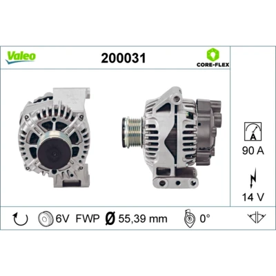 Image de VALEO 200031 Alternateur 14V 90A OPEL: Astra H 3/5 portes, Corsa D Meriva A, FIAT: Grande Punto 500 3 Doblo I Break