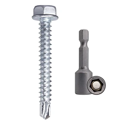 Image de Lot de 200 Vis autoforeuses DIN 7504K en acier zingué 4,2 x 32 mm pour tôle à auto foreuse tête hexagonale taraudeuses (200, mm)