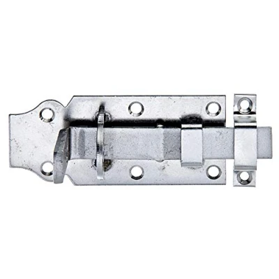 Image de Alberts 116934 Verrou porte cadenas droit, avec poignée plate et gâche attachée acier inoxydable platine 100 x 45 mm