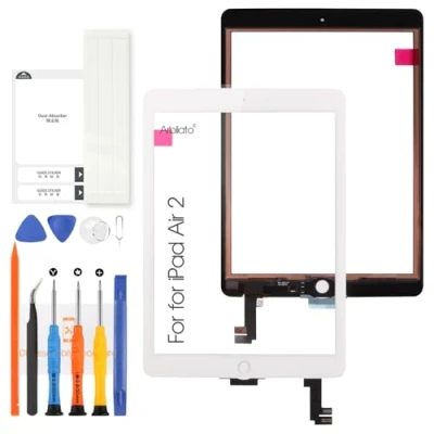 Image de Arbilato Écran pour iPad Air 2 9.7 A1566 A1567 Tactile 2nd Génération Numériseur Verre Capteurs Remplacement Kit (Blanc)