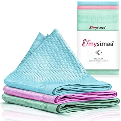 Image de Mysimaa Chiffon Microfibre voiture et ménage de la maison Serviettes Nettoyage qualité Professionnelle en Micro Fibre Torchon Lavette vitre (lot 3 chiffons microfibres 60x40)