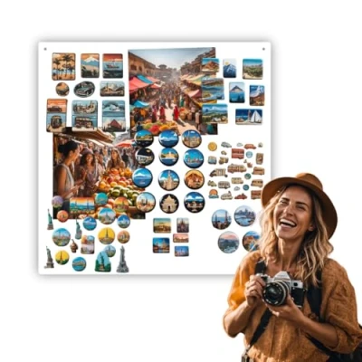 Image de Anwicar Tableau Magnétique Effaçable en Acier Idéal pour Aimants et Notes Noir Mural Compatible avec Marqueurs Craie Kit de Montage Inclus 80x80 cm Blanc