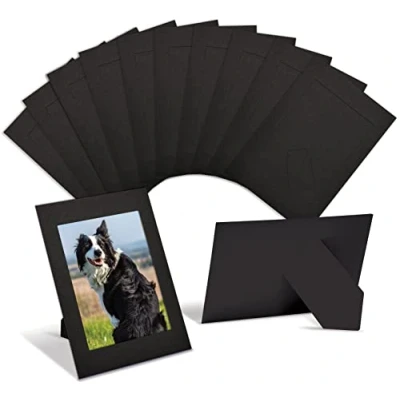 Image de Better Office Products Lot de 50 cadres photo en papier cartonné lourd avec chevalet pour inserts 10,2 x 15,2 cm, noir