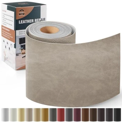 Image de OAZ Simili Cuir Autocollant, 10 x 160cm Patch de réparation en Auto adhésif, Kit pour Sièges D&#039;auto, Canapés, Bateau, Chaises Nouveau Gris