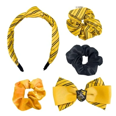 Image de Harry Potter Accessoires pour Cheveux Filles, Motif Poufsouffle, Comprend Bandes de Chouchous, Pince à Nœud et Bandeau, Cadeau Poudlard Jaune