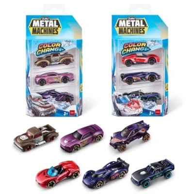 Image de Metal Machines Color Change Car Series 4, Mini Die Cast 6 Pack par ZURU, Collection Race Boys Toy 1:64 (6 Pack), Les Styles Peuvent Varier