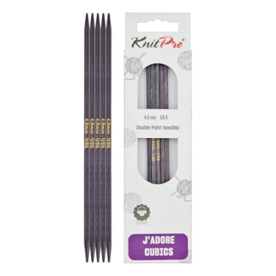 Image de KnitPro J&#039;Adore Cubics Aiguilles à Tricoter Double Pointe Ensembles de 5 Épingles en Bois pour Chaussettes Chapeaux Mitaines Tricot Rond Court 15 cm x 4,00 mm