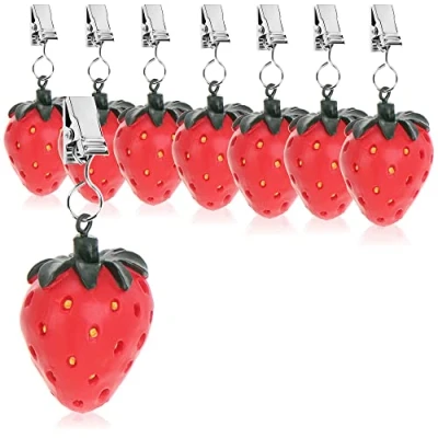 Image de com four® 8X Poids de Nappe résistants aux intempéries avec Clip au Motif Fraise env. 40 g (8 pièces 40g)