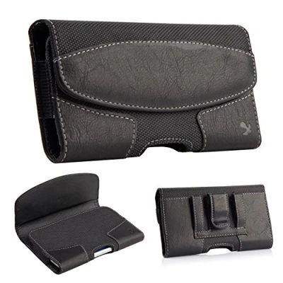 Image de kiwitatá iPhone 7 Plus Leather Etui/ Cover/ Holster/ Ceinture en cuir clip Pouch/ Horizontal Pouch Protective Phone Case pour Apple 6s Plus/ 6 Galaxy S7 edge/ Note 4/ 5 (Black 5.5&quot;)