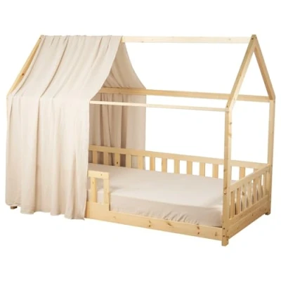 Image de Ciel de Lit Cabane en gaze coton SOLO Beige 130x360 cm