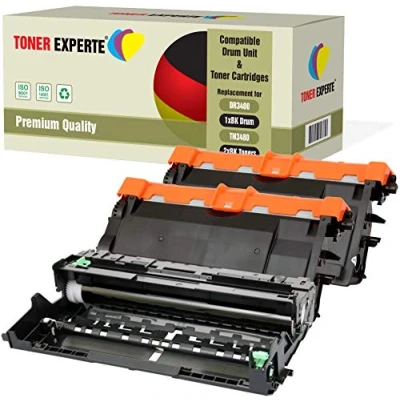 Image de Toner EXPERTE Pack 3 Compatibles DR3400 TN3480 Kit Tambour &amp; 2 Cartouches de pour Brother DCP L5500DN L6600DW HL L5000D L5200DW L6300DW L6400DW L6400DWT MFC L5700DN L5750DW L6800DW L6900DW