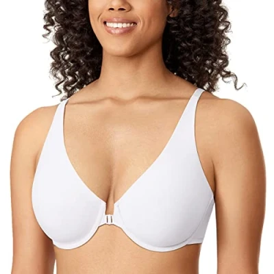 Image de DELIMIRA Femme Soutien Gorge Fermeture Devant sans Couture Emboitant Dos Nageur Blanc 100F
