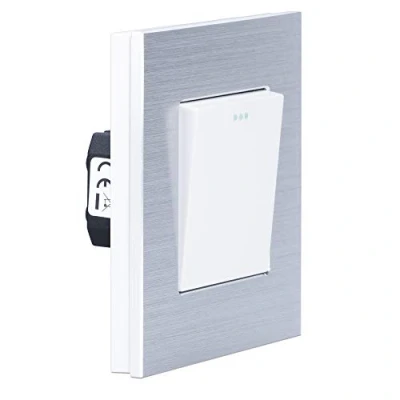 Image de Navaris Interrupteur va et vient simple encastrable design en aluminium avec applique murale Bouton pour lampe lumière