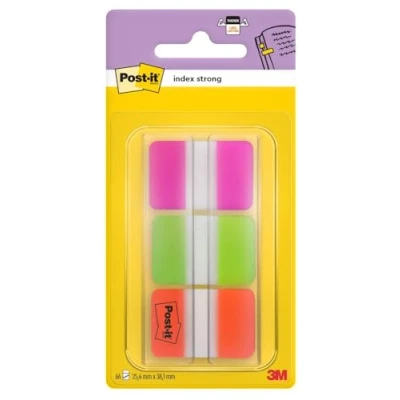 Image de Post It Lot de 3 x22 Marque pages Rigides coloris Rose, Vert, Orange, 25 x 38