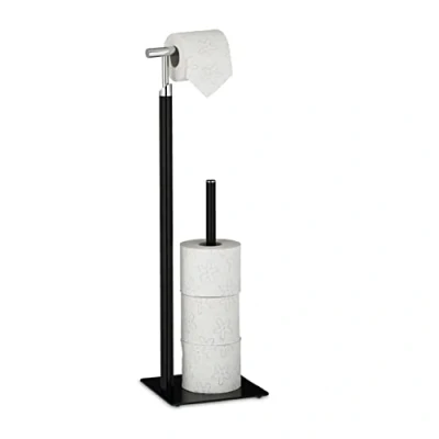 Image de Relaxdays Serviteur de WC, pour Stocker Jusqu’à 4 Rouleaux, Non Fixe, H x L P : env. 71 20 cm, Blanc/argenté