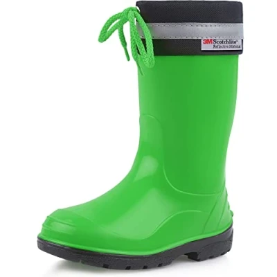 Image de Ladeheid Bottes de Pluie Mixte Enfant en Caoutchouc Resistantes à l&#039;eau pour Fille et Garçon Chaussures Imperméables LA 972 (Vert/Noir, 21 EU)