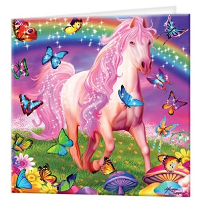 Image de Carte de voeux 3D LiveLife poney Rose Étincelant Deluxebase. lenticulaire mignon toute occasion et tout âge, anniversaire. original sous licence l&#039;artiste, Michael Searle
