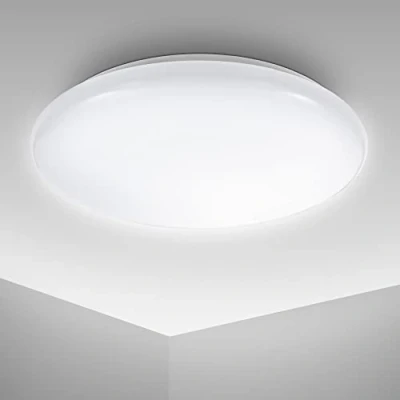 Image de B.K.Licht plafonnier rond LED avec platine 12W intégrée, blanc, lumière blanche neutre de 4.000K, IP20, 278x65mm