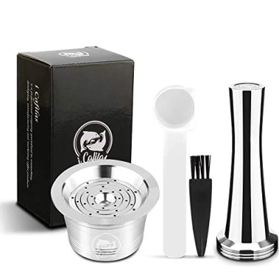 Image de i Cafilas Capsule de café rechargeable en acier inoxydable pour capsules Tchibo Cafissimo Classic Espresso (capsule + tampon)