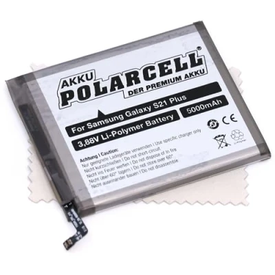Image de batterie de rechange pour Samsung Galaxy S21 Plus (remplace la d&#039;origine EB BG996ABY) Polarcell 5000 mAh avec chiffon nettoyage Mungoo