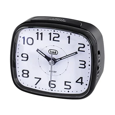 Image de Trevi SL 3054 Horloge à Quartz avec réveil Grand Cadre, Touche Snooze/Light, Mouvement Silencieux Sweep, Noir