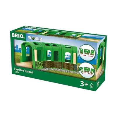 Image de Brio World 33709 Tunnel Modulable 2 possibilités : Tout Droit ou courbé Accessoire pour Circuit de Train en Bois Jouet garçons et Filles à partir 3 Ans