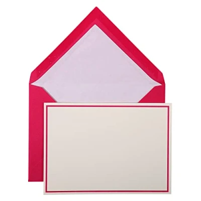 Image de Lalo 32615L Un sachet de correspondance comprenant 10 cartes simples 10,7x15,2 cm et enveloppes doublées 11,4x16,2 cm, Framboise