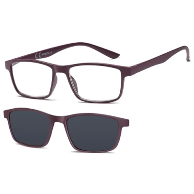 Image de NEW VISION Lunettes de Lecture, avec Clip Magnétique pour Soleil, Protection 100% UVA et UVB, NV8126 Lecture à Hommes Femmes (VIOLET, 1.5, x)