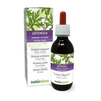 Image de Armoise commune (Artemisia vulgaris) herbe avec fleurs Teinture Mère sans alcool Naturalma Extrait liquide gouttes 120 ml Complément alimentaire Végétalien ou végan