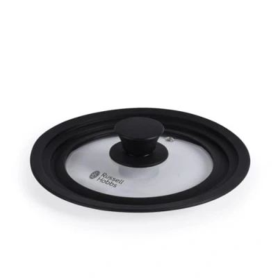 Image de Russell Hobbs RH03281EU7 Couvercle Universel De Casserole En Verre Trempé, Bordure Silicone Pour Casseroles 16cm, 18cm, 20cm, Pot Rechange Avec Sortie Vapeur