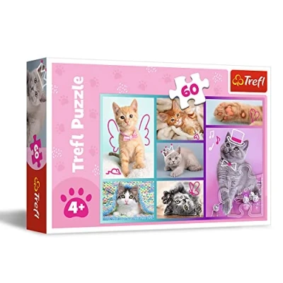 Image de Trefl Chatons Mignons 60 éléments Puzzles Colorés avec Les Animaux, Chats, Collage, Divertissement Créatif, Jeu pour Enfants Plus de 4 Ans, 17373, Taille Unique