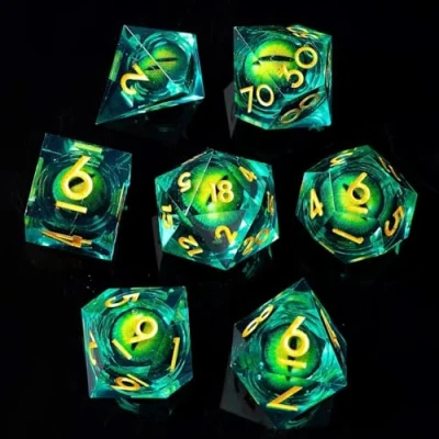 Image de Power Beast Dungeon Jeu de Dés Polyédrique avec Yeux Dragon Rotatifs, Ensemble Dés, polyédriques, Donjons et Dragons, D&amp;D, Dungeons and Master, DND, RPG.