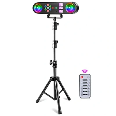 Image de U`King Lumière de discothèque avec trépied et télécommande, 5 in 1 DJ Boules rotatives/UV/Stroboscopes/Lumières LED multicolores/Gobos pour fête vacances Enfants Effets d&#039;anniversaire Noël