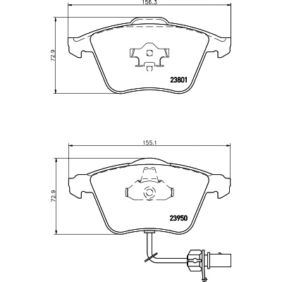 Image de HELLA 8DB 355 011 711 Jeu de plaquettes frein avec contact du palpeur d&#039;usure intégré AUDI: A6 C6 Berline, Avant, A4 B7 Avant
