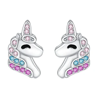 Image de J.MUEN Boucles d&#039;oreilles Fille Femme en Argent Sterling 925 Hypoallergénique d&#039;animaux Cadeau d&#039;anniversaire pour Femmes