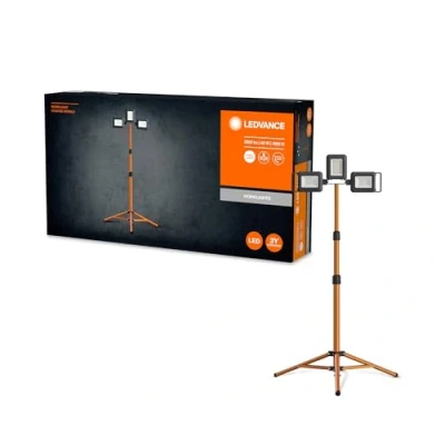 Image de LEDVANCE Worklight LED Tripod lampe de travail avec trépied, projecteur central 30W et deux spots détachables rechargeables 5W, IP54, 3280 lumen, 4000K cool white, angle rotation 360