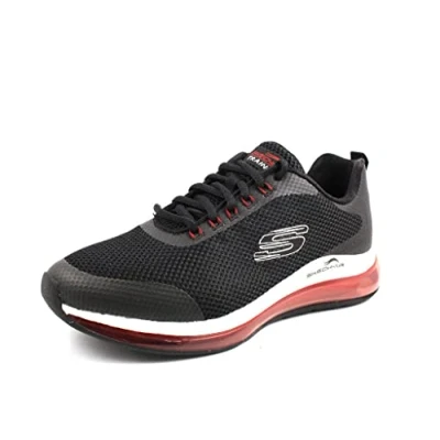 Image de Skechers Homme air Element 2.0 Baskets, Bleu (Black Mesh/Red Synthetic Trim BKRD), 41.5 EU