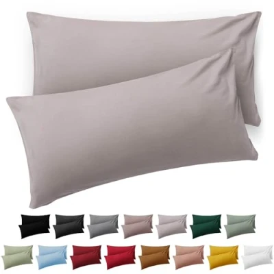 Image de Blumtal Taie Oreiller 50x80 Lot de 2 Housse Coussin Microfibre Taies d&#039;oreillers avec Fermeture enveloppe, certifiée Oeko Tex, Extra Douce et Lavable Gris Clair Lune